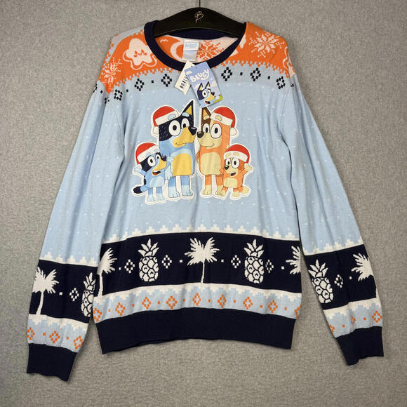 Bluey Other - Brand New Bluey Unisex Adult Size Medium Blue Orange Holidays Sweater Jersey